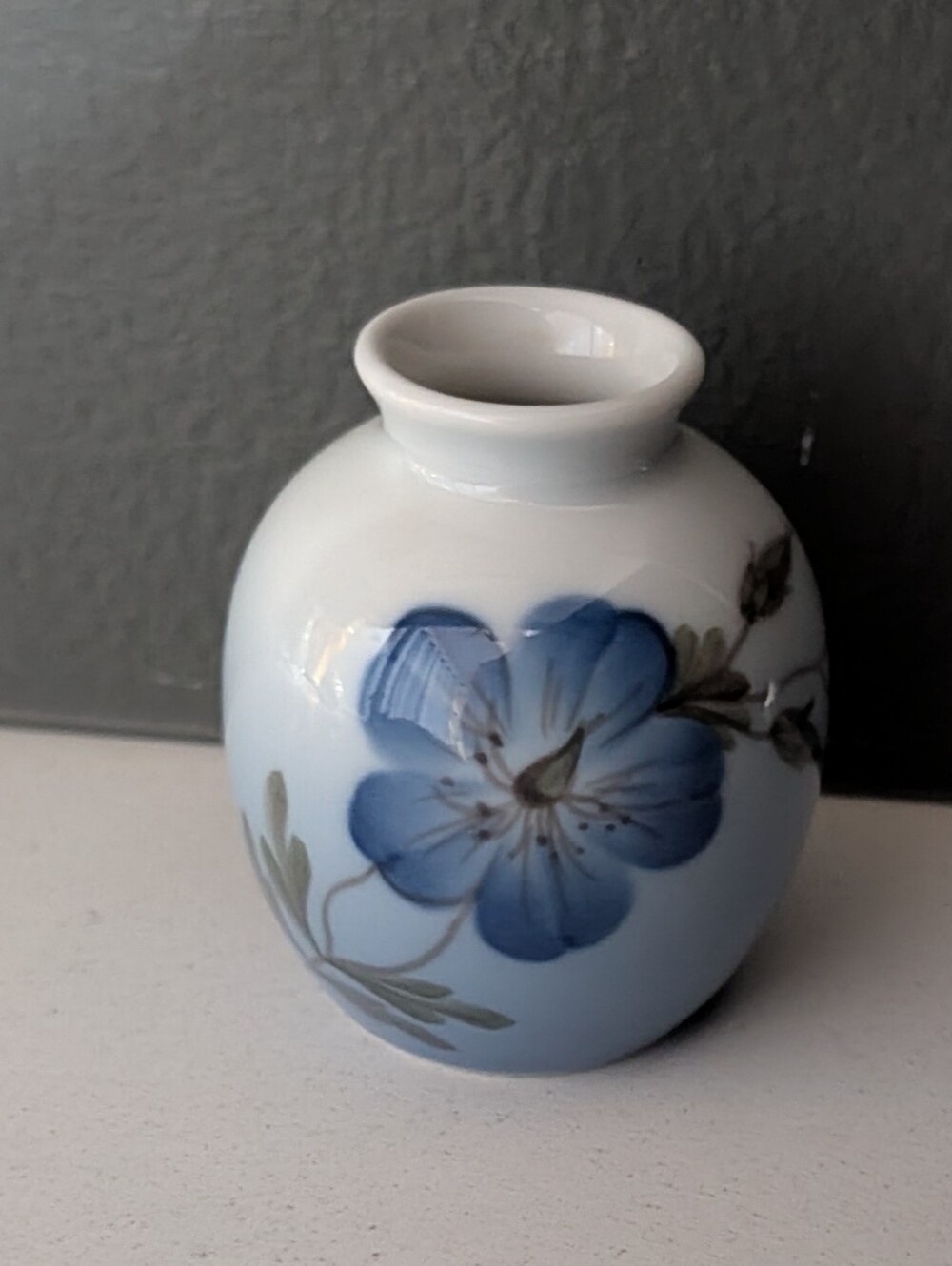 VTG Royal Copenhagen Denmark, Signed Blue & White Porcelain Vase, Gorgeous Decor